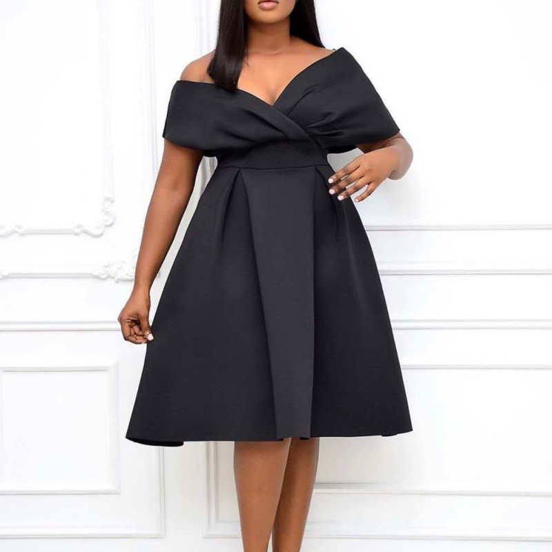 V-neck pleated waist strap sexy dress dress skirt