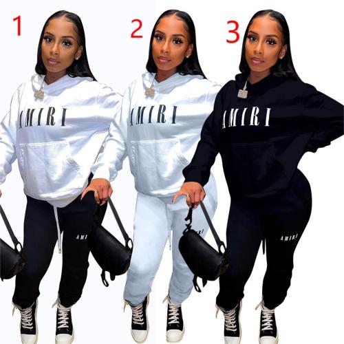 sweatshirt hooded letter loose suit