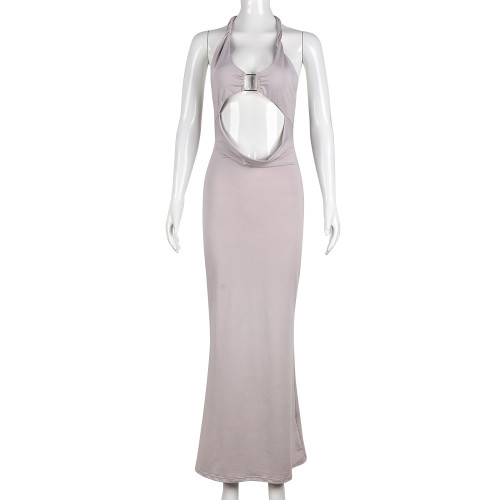 Halter neck hollow open back temperament commuter sexy dress