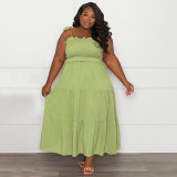 Solid Color Sexy Sling Tube Top Swing Skirt Plus Size Women's Dress