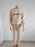 Letter printed Plush suit fashion neutral hooded trousers