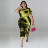 Plus Size Women's Striped Loungewear Multicolor Dress