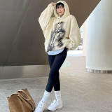Fashion Print Casual Loose Hooded Long Sleeve Sweatshirt