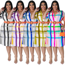 Plus Size Women's Checkered Short Sleeve Shirt Dress