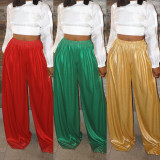 Fashion casual bronzing wide leg pants women's trousers