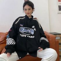 Heavy Industry Embroidery Stand Collar Jacket Men's and Women's Fashion Brand American Pishuai Motorcycle Jacket