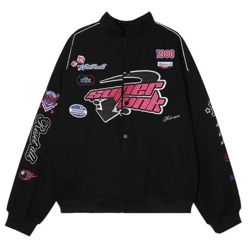 American retro embroidered racing suit ins Trendy baseball uniform for men and women The same Klein blue jacket Couple