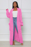 Loose Knit Cardigan Lazy Wind Pocket Long Twist Sweater Jacket