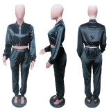 Velvet Long Sleeve Zip Casual Tracksuit
