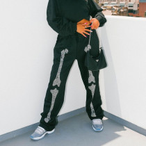 Fashion trend hot drill skull sweatpants casual pants