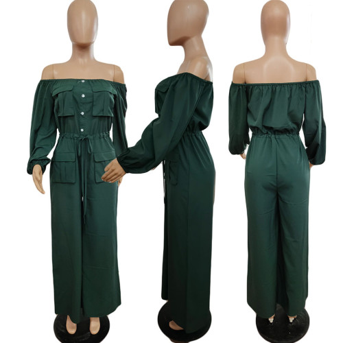 Off shoulder solid color organ bag fashionable elegant jumpsuit