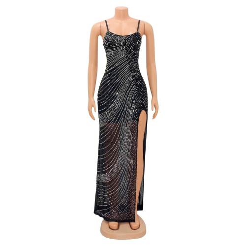 Sexy sling hot drill dress
