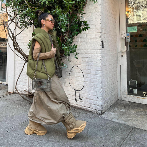 Fashion stand collar sleeveless vest loose cotton coat
