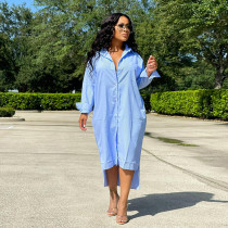 Shirt Dress Textured Shirt Large Women's Split Dress