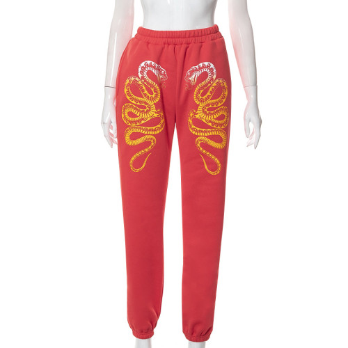 Low rise personalized printed fashionable street leggings casual pants