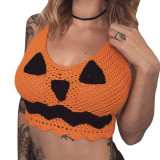 Women's cross sling contrast fitting Halloween knitting vest