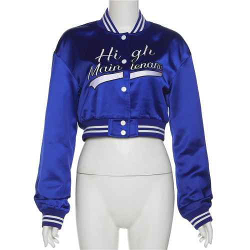 Sexy embroidered open navel loose short jacket coat