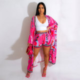 Two piece jacket and shorts with positioning printing