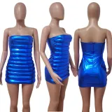 Women's sexy elastic cotton filled zipper warm elastic cotton padded bodice dress