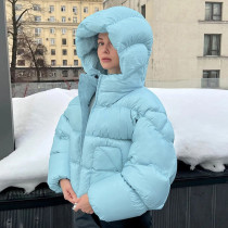 Fashion stand collar hooded thickened short cotton coat