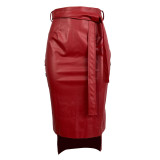 Sexy split mid length slim strappy skirt