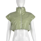 Women's vest cotton jacket stand collar zipper personality fashion coat