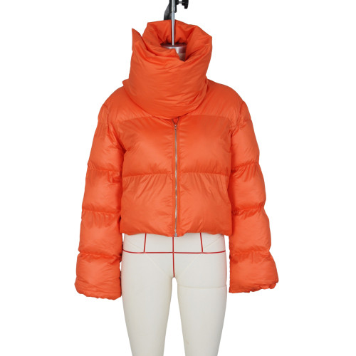 Fashion high collar scarf design women's cotton jacket coat