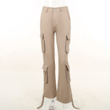 Women's street hip-hop style low waist denim trousers pocket splicing casual pants