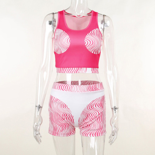 Fashion Tank Top Casual Sports Two Piece Set Personalized Fashion Shorts Set