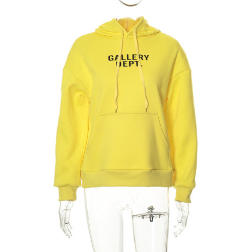 Sexy open navel letters printed hoodie women's long sleeves