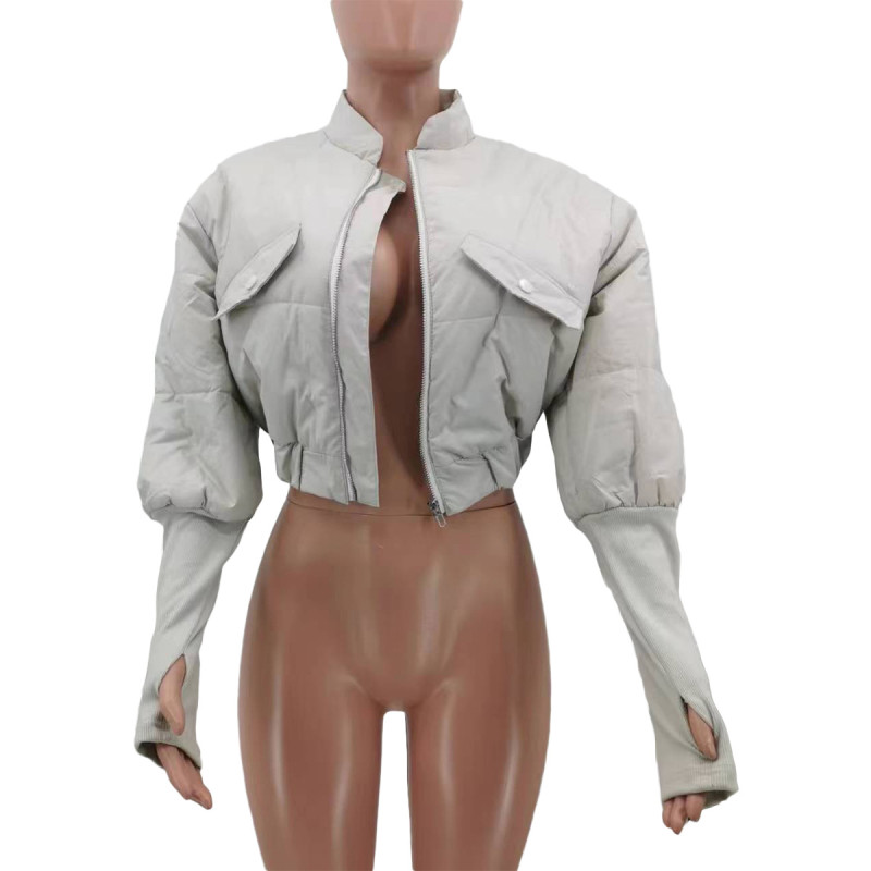 Fashion women's personality splicing rib design casual cotton coat TK6266