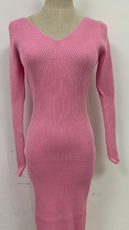Sexy Long Sleeve Long Split Strap Backless Sweater Dress