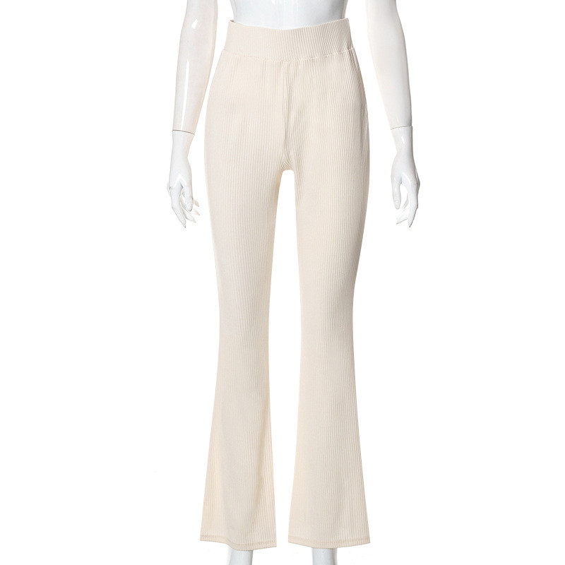 High waist slim casual trousers with micro horn