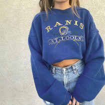 Versatile top fashionable embroidered pullover loose sweater