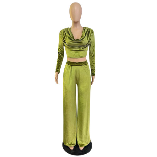 Sexy bow tie V-neck pleated two-piece set