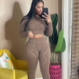 Sexy hollow hole high waist leggings casual sports suit