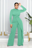 Women's fashionable long sleeved round neck jumpsuit in autumn and winter