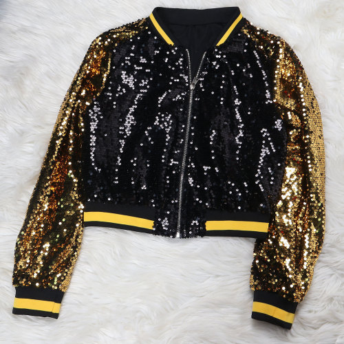 Sexy slim zipper beaded cardigan top nightclub suit