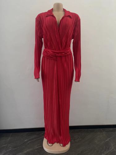 Crease Split Long Sleeve Dress