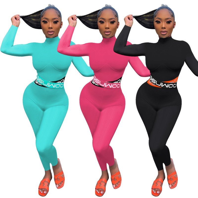 Sexy fashion tight solid color jumpsuit