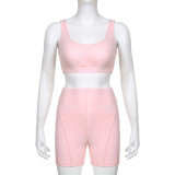 Sports women's split thread underwear casual suit fitness vest shorts two-piece set