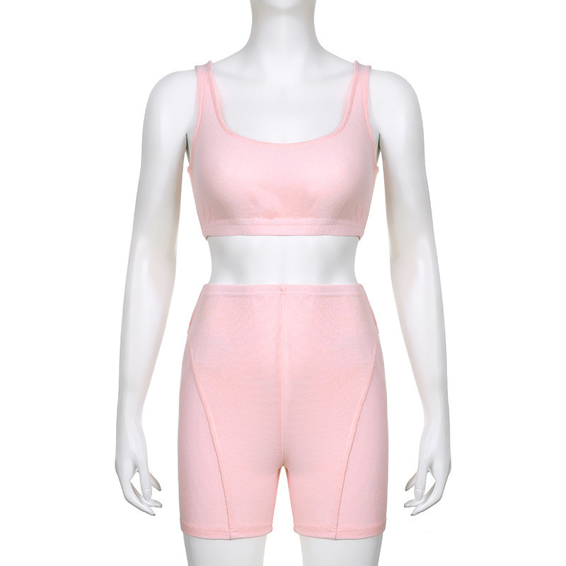 Sports women's split thread underwear casual suit fitness vest shorts two-piece set