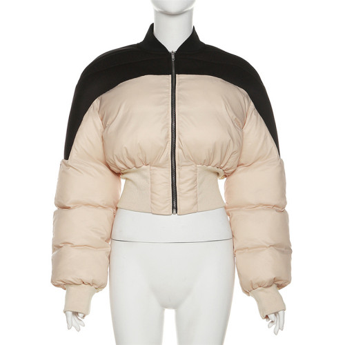 Women's fashion stand collar thickened short loose cotton coat