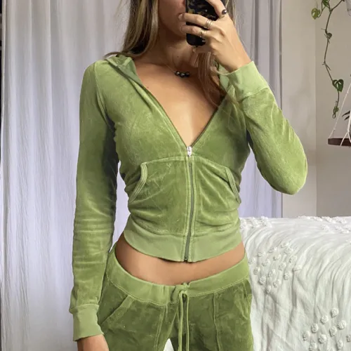 Solid velvet slim sports zipper hooded long sleeve coat