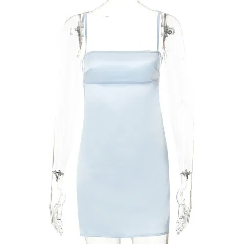 Open back suspender solid strap short dress nightdress