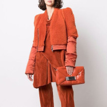 Fashionable splicing fleece short women's jacket color contrast coat