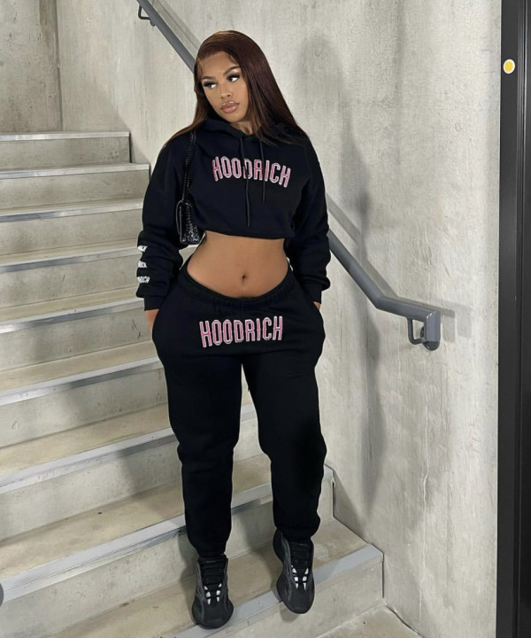 Women's letter printing thickened casual sports suit