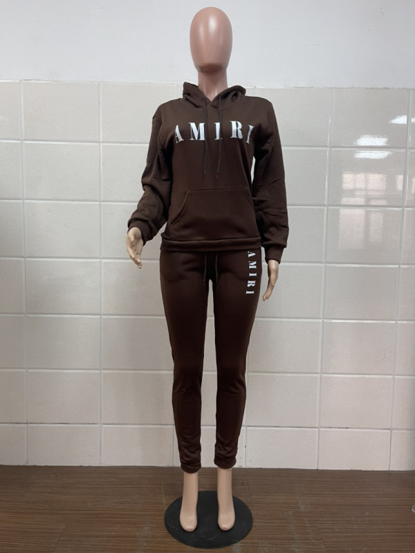 Fashion casual plush sweater two-piece hoodie sports suit