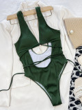One piece bikini solid color hollow strap one piece swimsuit