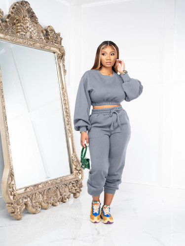 Autumn and winter plush loose thread casual two-piece suit